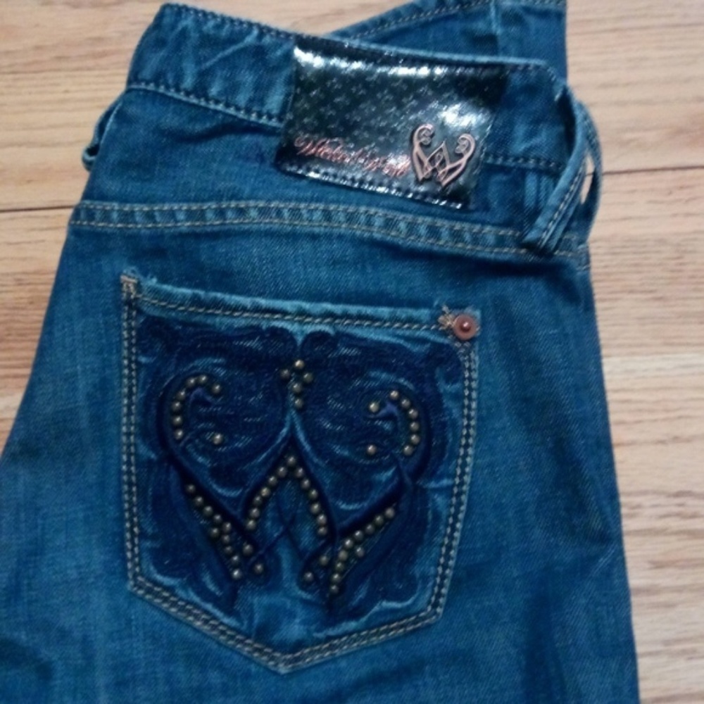 Wicked West Embellished Pocket Jeans Size 4